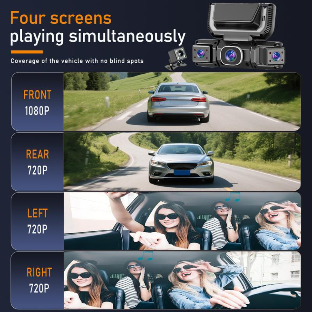 360 Degree View 4 Channel Dash Camera
