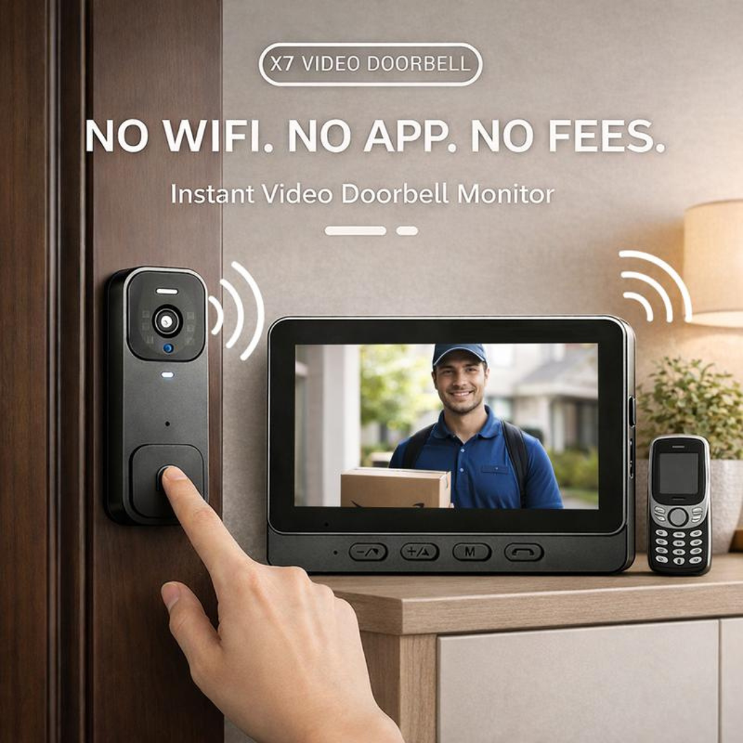Indoor video doorbell monitor displaying visitor at front door