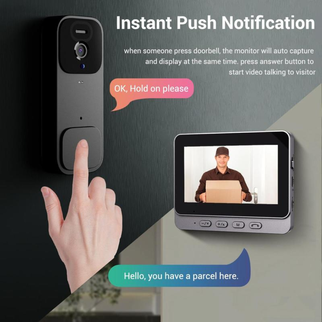 Wireless Video Doorbell with Monitor
