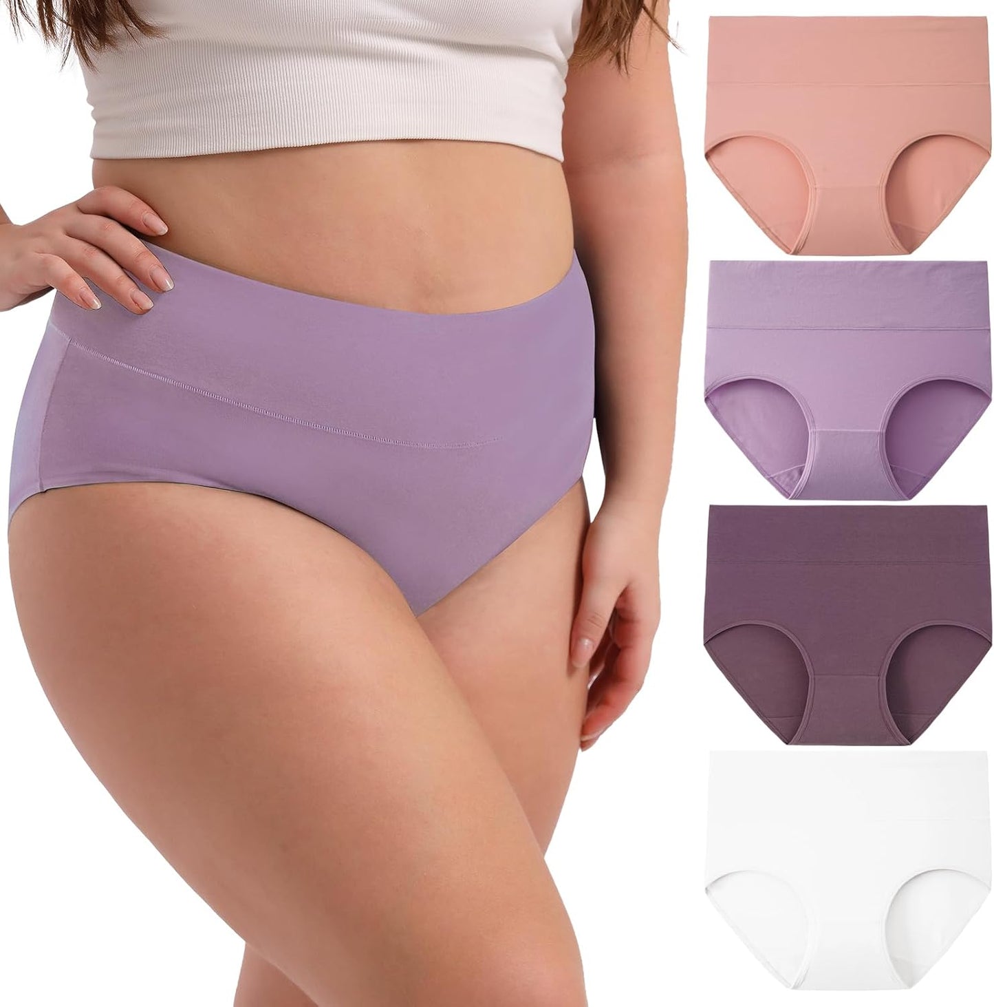 Women's Plus Size XL-4XL High Waisted Cotton Underwear